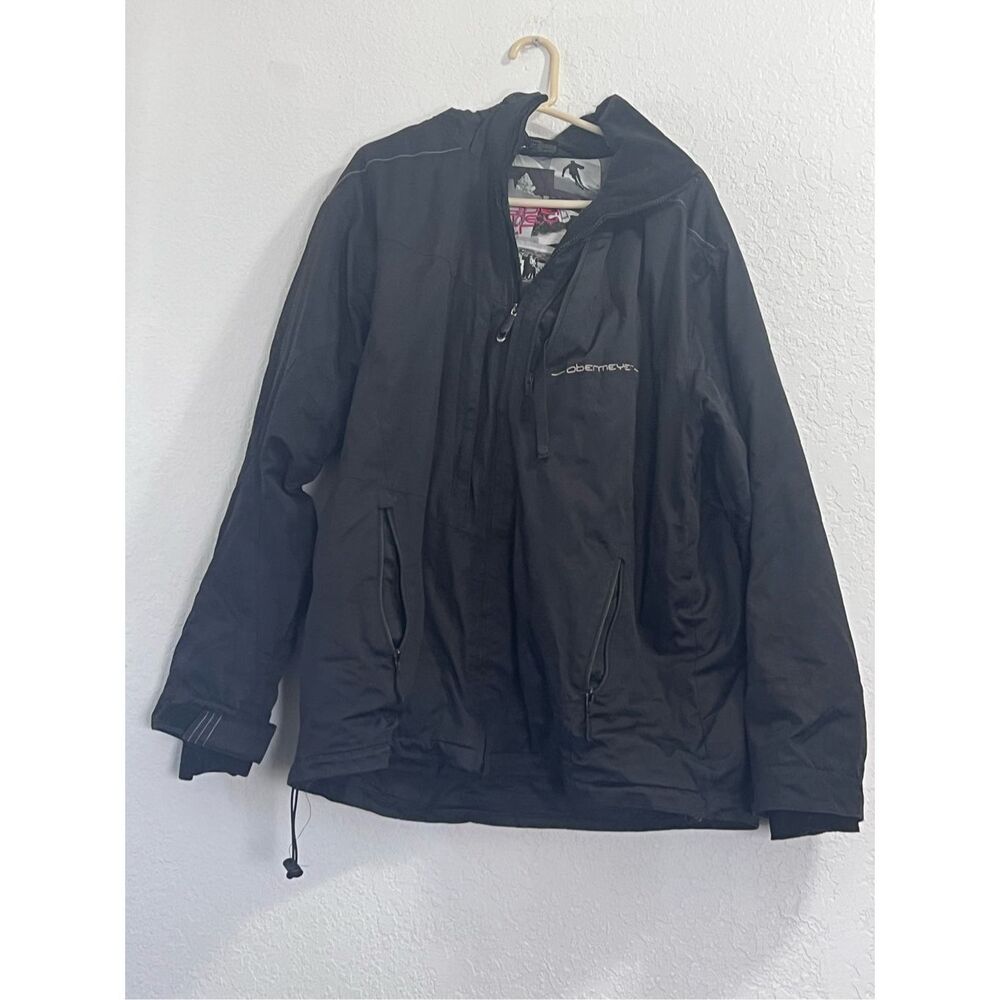 Obermeyer Teton Jacket Mens XL Black  Waterproof Hooded Full Zip Ski Snow